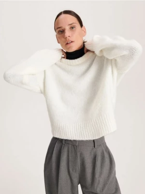 Reserved - Sweter z miękkiej dzianiny - złamana biel