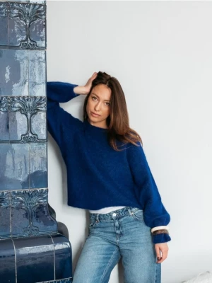 Reserved - Sweter z moherem i wełną - niebieski