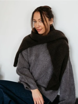 Reserved - Sweter z moherem i wełną - szary