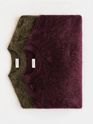 Reserved - Sweter z moherem - mahoniowy