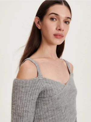Reserved - Sweter z odkrytymi ramionami - szary