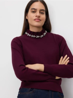 Reserved - Sweter z ozdobną aplikacją - ciemnofioletowy