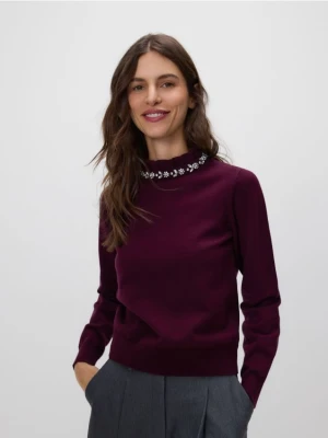 Reserved - Sweter z ozdobną aplikacją - ciemnofioletowy