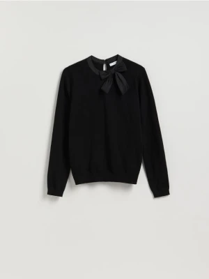 Reserved - Sweter z ozdobną kokardą - czarny