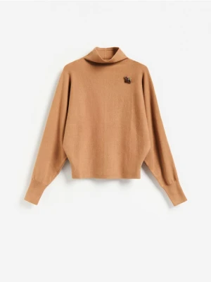 Reserved - Sweter z ozdobnym detalem - beżowy