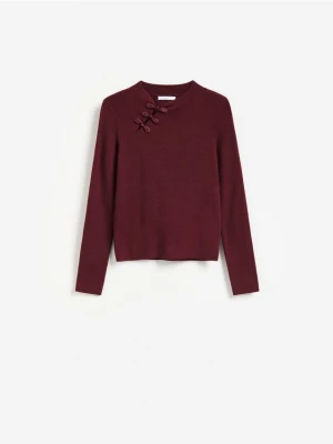 Reserved - Sweter z ozdobnym detalem - bordowy