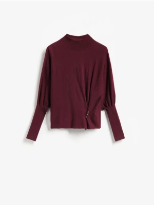 Reserved - Sweter z ozdobnym detalem - bordowy