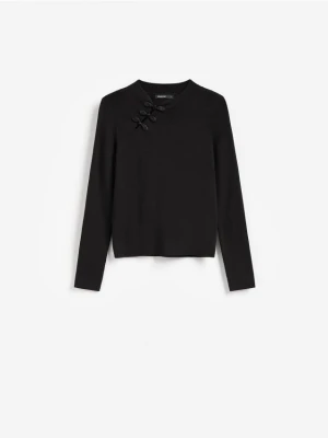 Reserved - Sweter z ozdobnym detalem - czarny