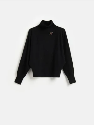 Reserved - Sweter z ozdobnym detalem - czarny