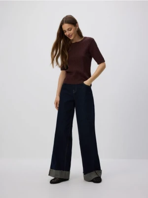 Reserved - Sweter z ozdobnym splotem - brązowy