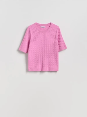 Reserved - Sweter z ozdobnym splotem - fioletowy
