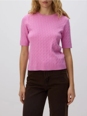 Reserved - Sweter z ozdobnym splotem - fioletowy