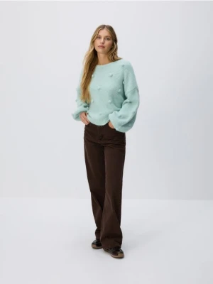 Reserved - Sweter z ozdobnymi aplikacjami - jasnoturkusowy