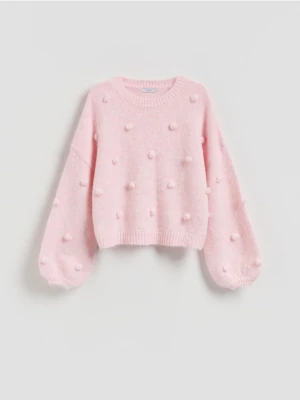 Reserved - Sweter z ozdobnymi aplikacjami - różowy