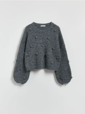 Reserved - Sweter z ozdobnymi aplikacjami - szary