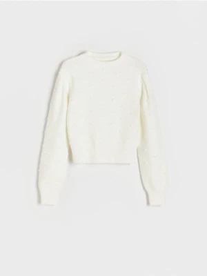 Zdjęcie produktu Reserved - Sweter z ozdobnymi detalami - kremowy