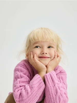 Reserved - Sweter z ozdobym splotem - fioletowy