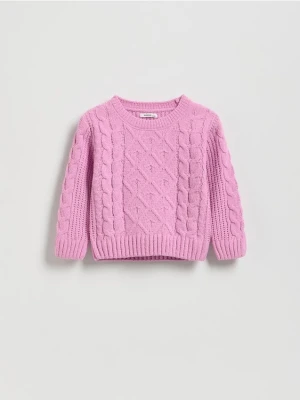 Reserved - Sweter z ozdobym splotem - fioletowy