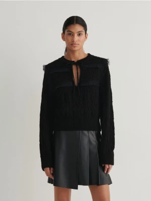 Reserved - Sweter z ozobnymi detalami - czarny
