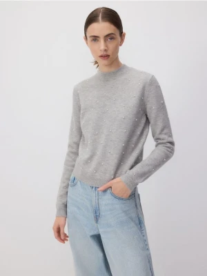 Zdjęcie produktu Reserved - Sweter z perełkami - jasnoszary