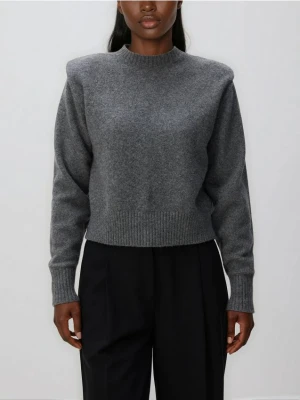 Reserved - Sweter z poduszkami na ramionach - szary