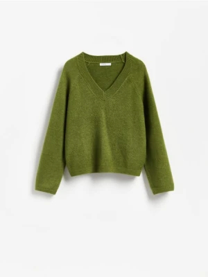 Reserved - Sweter z raglanowym rękawem - oliwkowy