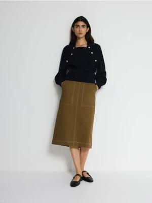 Reserved - Sweter z raglanowymi rękawami - granatowy