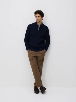 Reserved - Sweter z rozpinaną stójką - granatowy