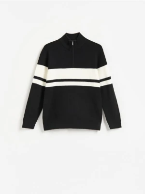 Reserved - Sweter z rozpinanym golfem - czarny
