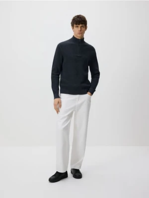 Reserved - Sweter z rozpinanym golfem - granatowy