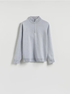 Reserved - Sweter z rozpinanym golfem - jasnoszary