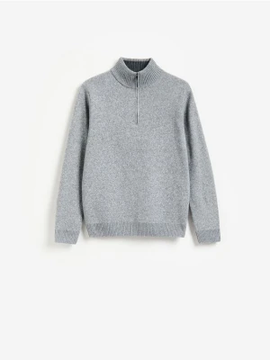 Reserved - Sweter z rozpinanym golfem - szary