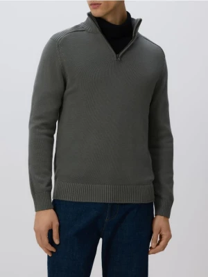 Reserved - Sweter z rozpinanym golfem - zielony