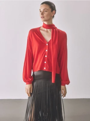 Reserved - Sweter z szalem - czerwony