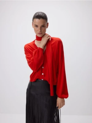 Reserved - Sweter z szalem - czerwony