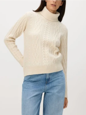 Reserved - Sweter z warkoczowym splotem - kremowy