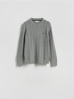 Reserved - Sweter z warkoczowym splotem - szary