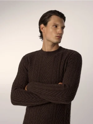 Reserved - Sweter z wełną - brązowy