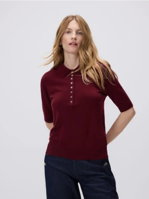 Reserved - Sweter z wełną - burgundowy