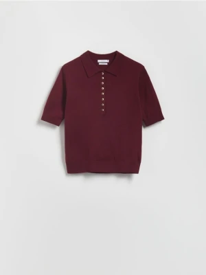 Reserved - Sweter z wełną - burgundowy