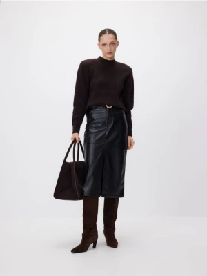 Reserved - Sweter z wełną - ciemnobrązowy