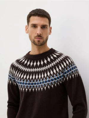 Reserved - Sweter z wełną - ciemnobrązowy