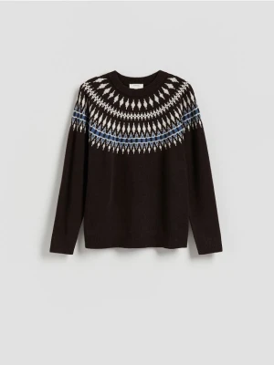 Reserved - Sweter z wełną - ciemnobrązowy