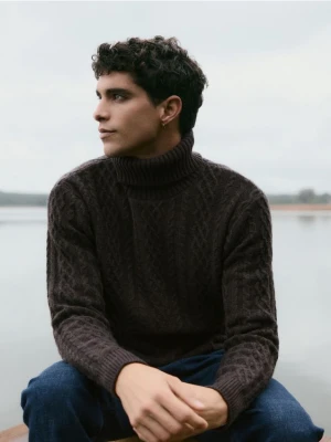 Zdjęcie produktu Reserved - Sweter z wełną - ciemnobrązowy