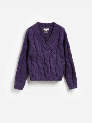 Reserved - Sweter z wełną - ciemnofioletowy