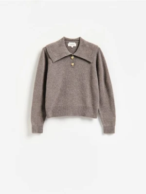 Reserved - Sweter z wełną i domieszką kaszmiru - beżowy