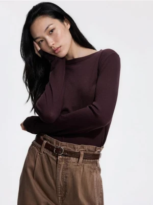 Reserved - Sweter z wełną i modalem - brązowy