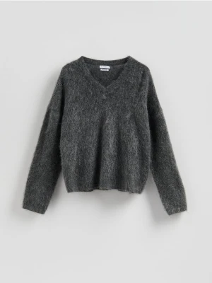 Reserved - Sweter z wełną i moherem - ciemnoszary