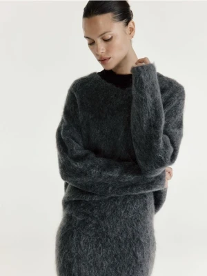 Reserved - Sweter z wełną i moherem - ciemnoszary