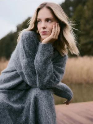 Reserved - Sweter z wełną i moherem - ciemnoszary